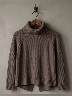 Banana Republic Burgundy Ribbed Turtleneck Sweater Minimalist Core Medium
